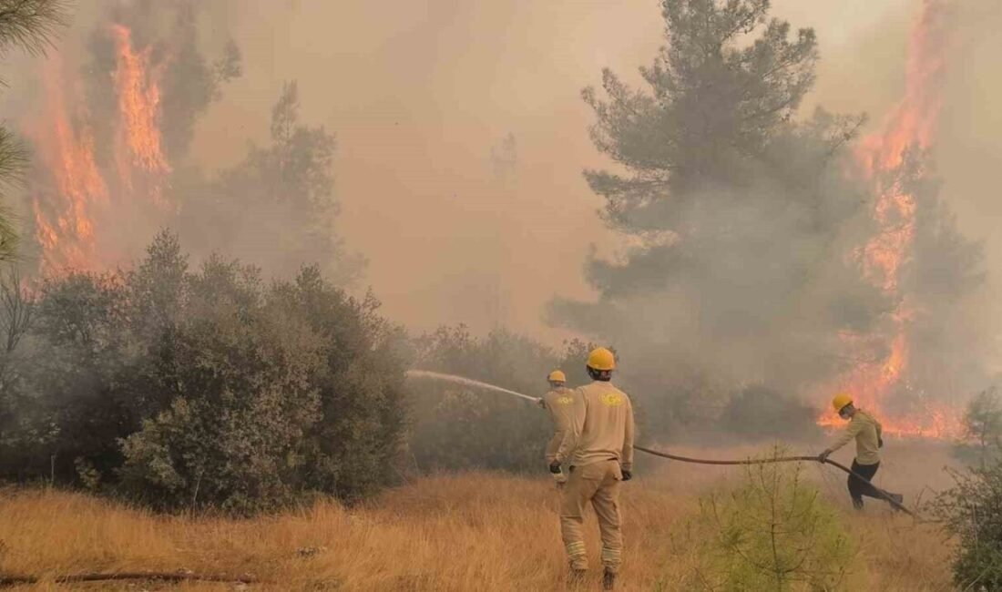 Antalya’nın Aksu ilçesinde havadan ve karadan müdahalede bulunulan orman yangında