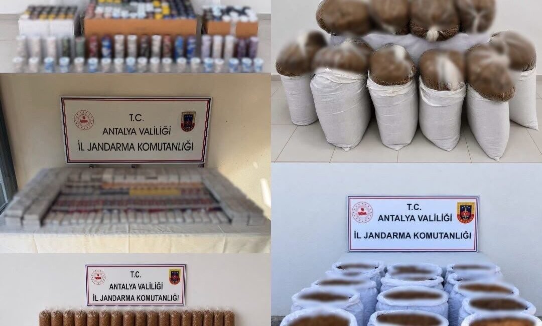 Antalya’da 1 ton 150 kilogram kıyılmış tütün ile çok sayıda