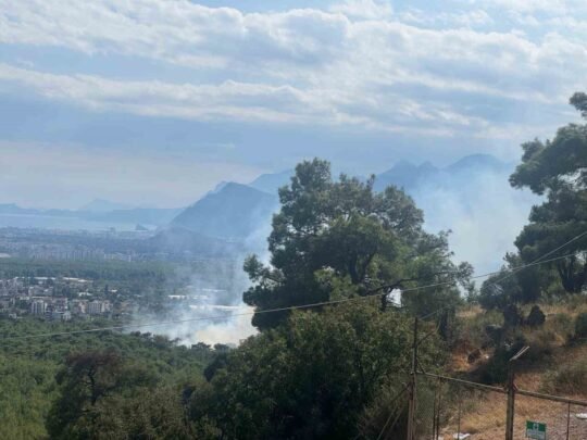 Antalya’da çıkan orman yangınına ekipler havadan ve karadan müdahalede bulunuyor.
