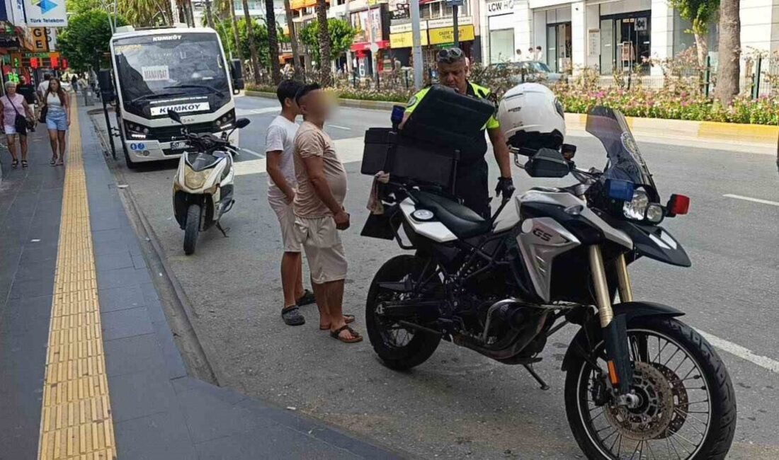 Antalya’nın Manavgat ilçesinde plakasız motorlu bisikletle trafiğe çıkan sürücüye 46