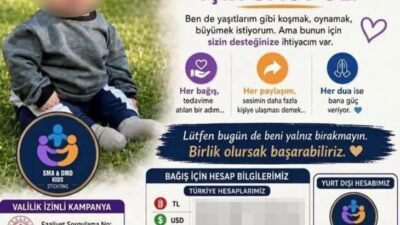 Antalya’nın Serik ilçesinde sosyal medya üzerinden çocuğunun SMA hastası olduğunu