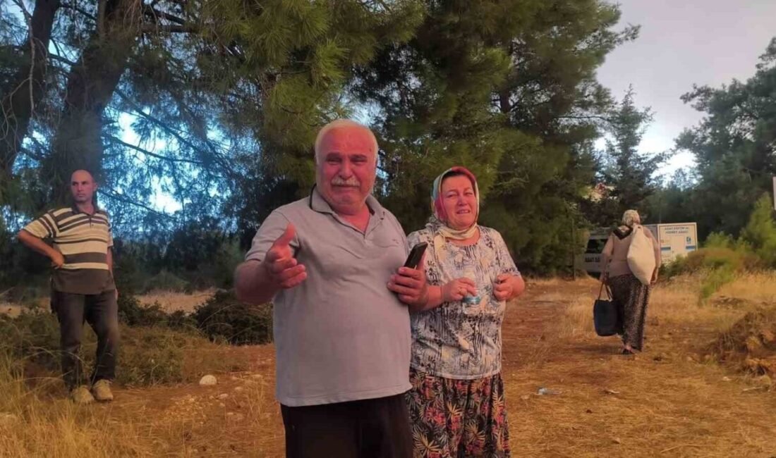 Antalya Aksu’da söndürme çalışmaları devam eden orman yangınında bir anda