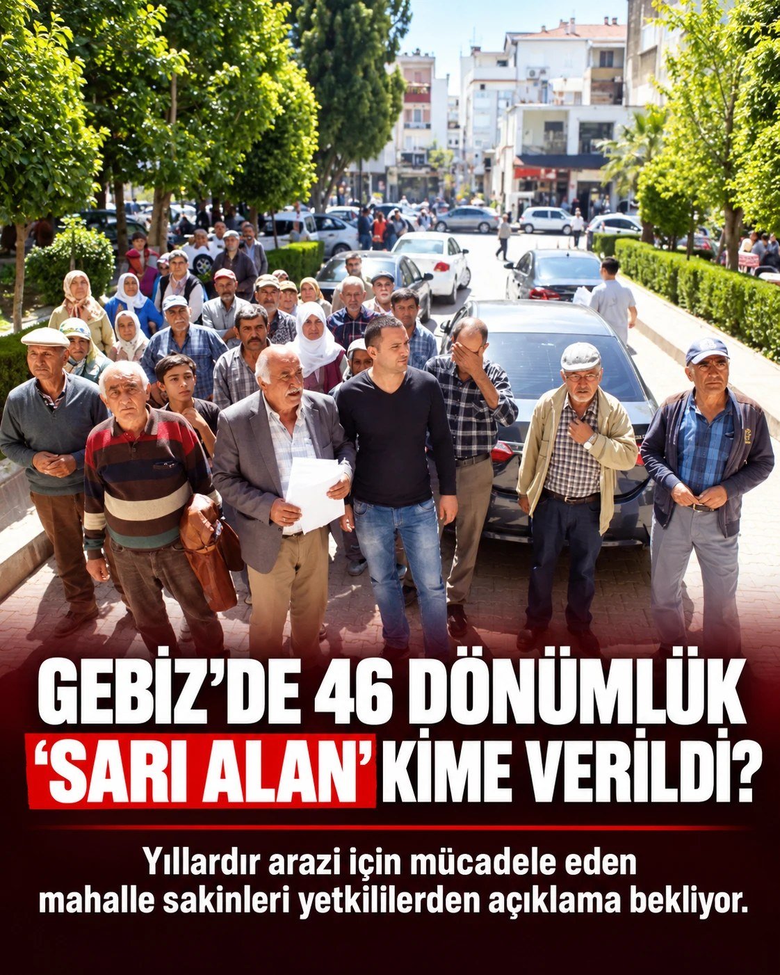 Gebiz'de sarı alan olarak bilinen 46 dönümlük arazi için açıklama bekleyen mahalle sakinleri (temsili)