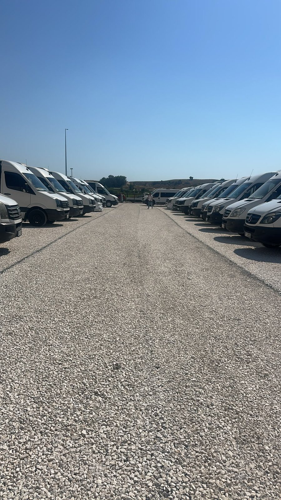 Alanda sıralanan öğrenci servis araçları
