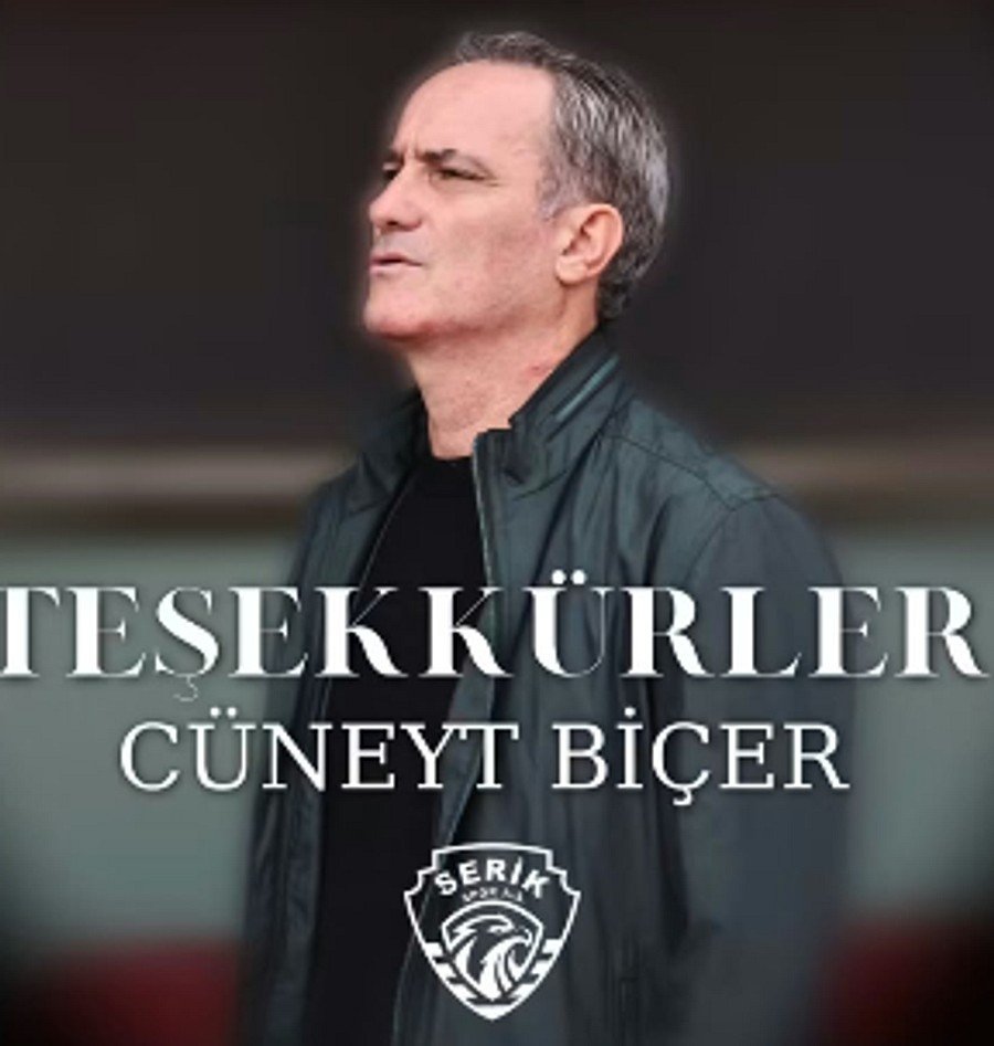 Serikspor'dan ayrılan teknik direktör Cüneyt Biçer için kulübün paylaştığı teşekkür görseli